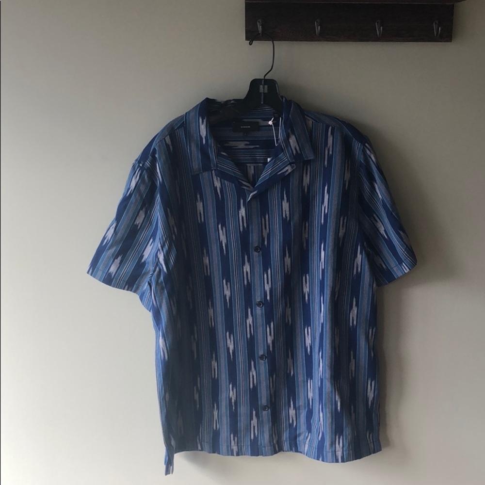 Vince Ikat Cabana Slim Fit Shirt (Indigo)